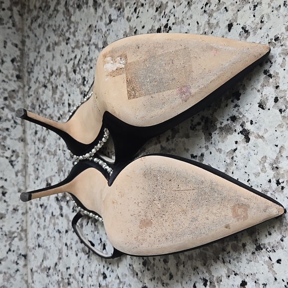 SJP by Sarah Jessica Parker Black Satin Slingback Heels - Picture 10 of 13